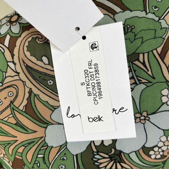 NWT Love Fire Layered Babydoll Blouse Cappuccino Desert Floral Green Tan Small - Picture 7 of 13